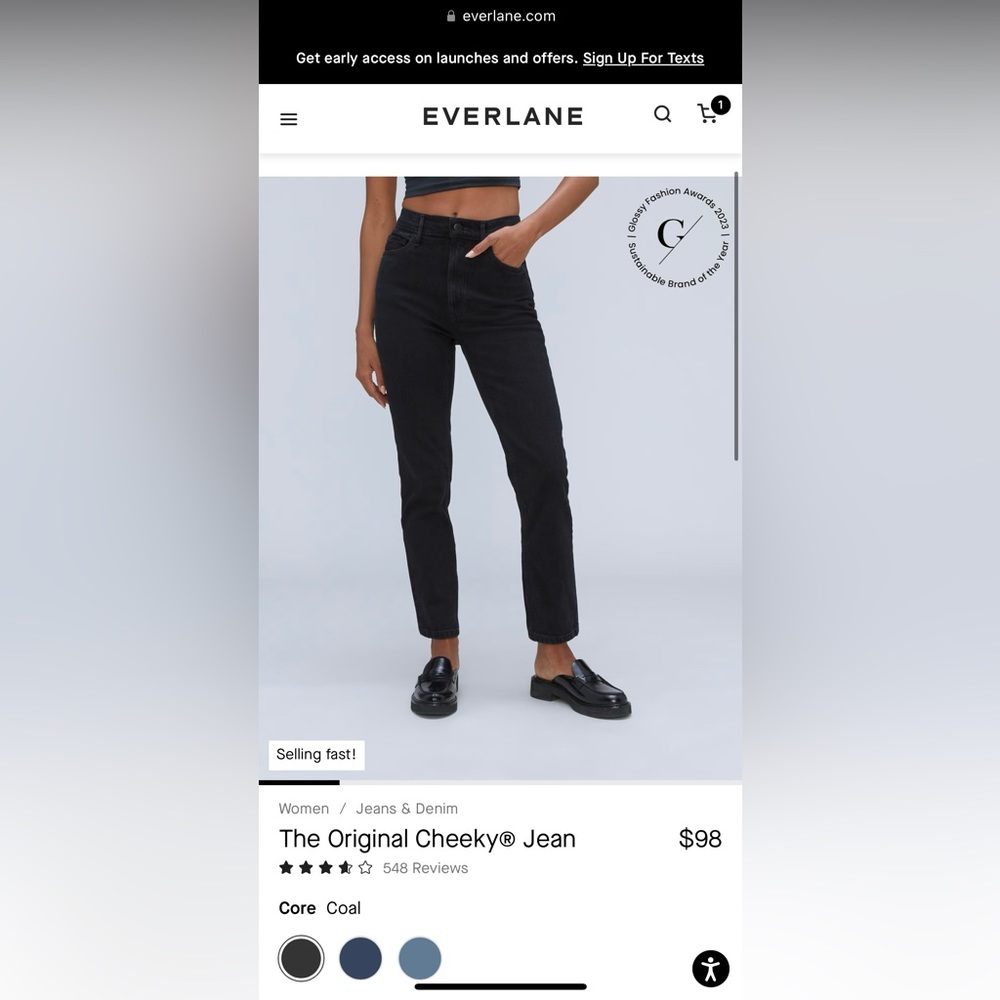 NWOT Everlane The Original Cheeky Jean (size 25 crop)